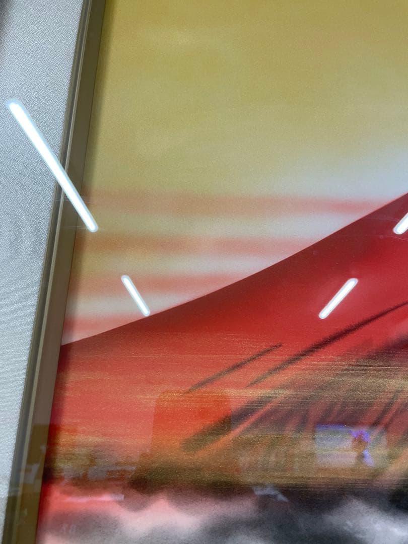 中島秀峰　秀峰 日本絵画 絵画　赤富士 富士山　スチール額装 風水インテリア