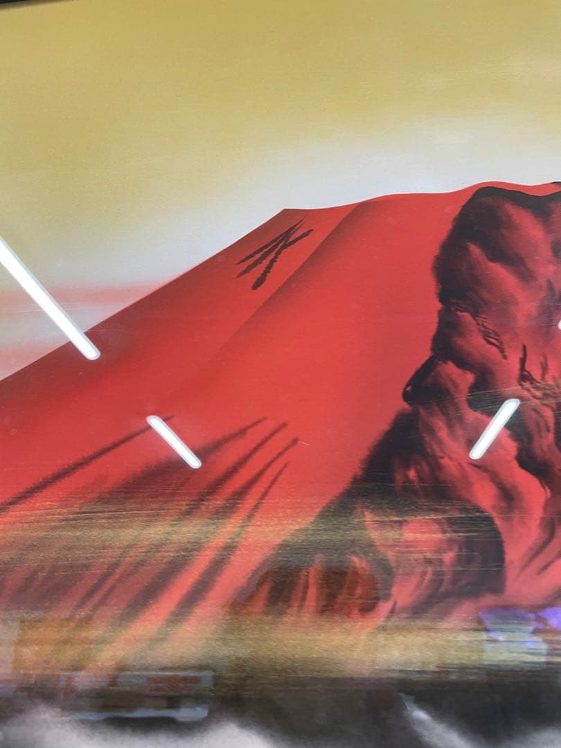 中島秀峰　秀峰 日本絵画 絵画　赤富士 富士山　スチール額装 風水インテリア