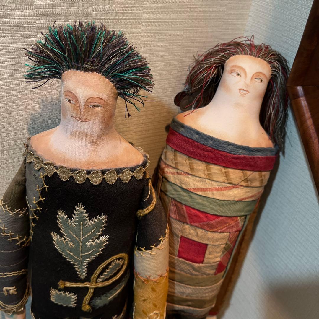 作家物　手作り布製人形 2体セット