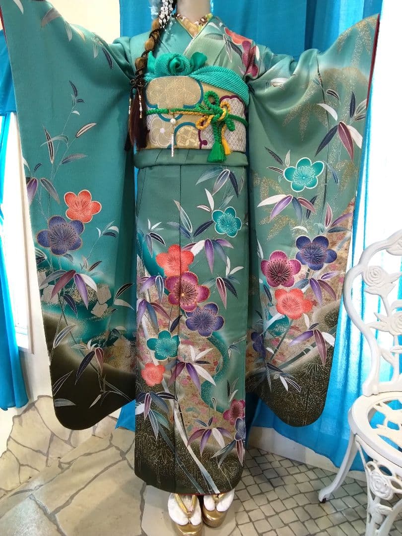 振袖フルセット、正絹振袖セット、刺繍半襟、重ね衿、帯揚げ、帯締め、袋帯、襦袢Q