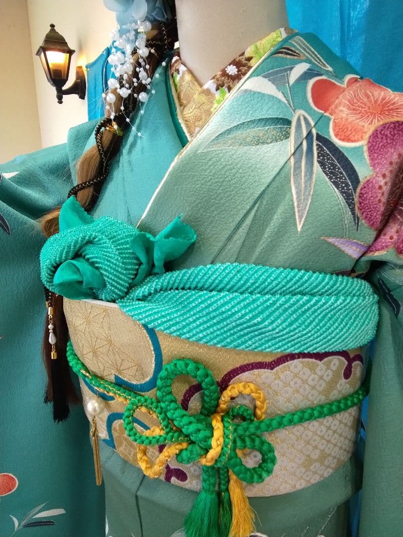 振袖フルセット、正絹振袖セット、刺繍半襟、重ね衿、帯揚げ、帯締め、袋帯、襦袢Q