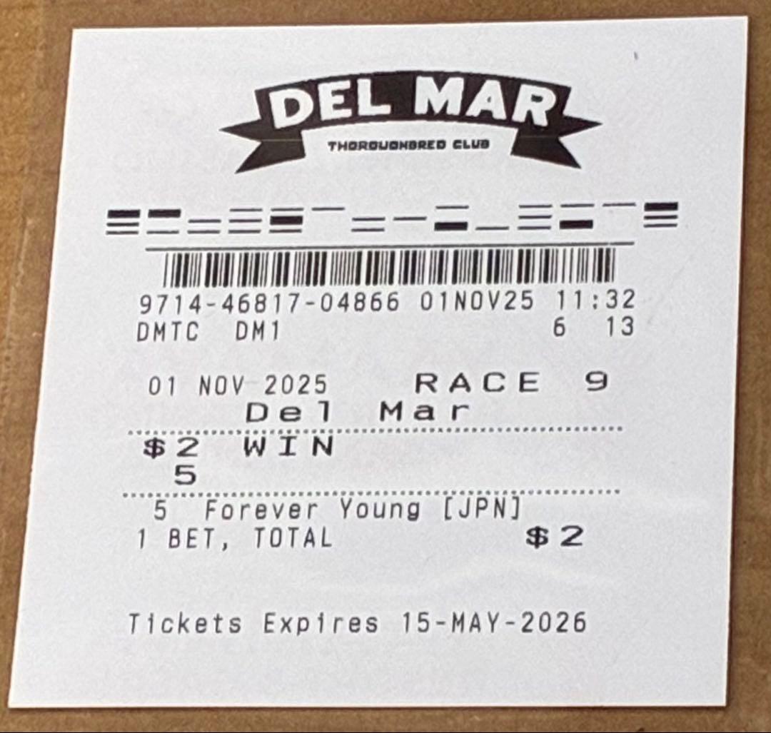 フォーエバーヤング BCクラシック2025 現地単勝馬券&レーシングプログラム