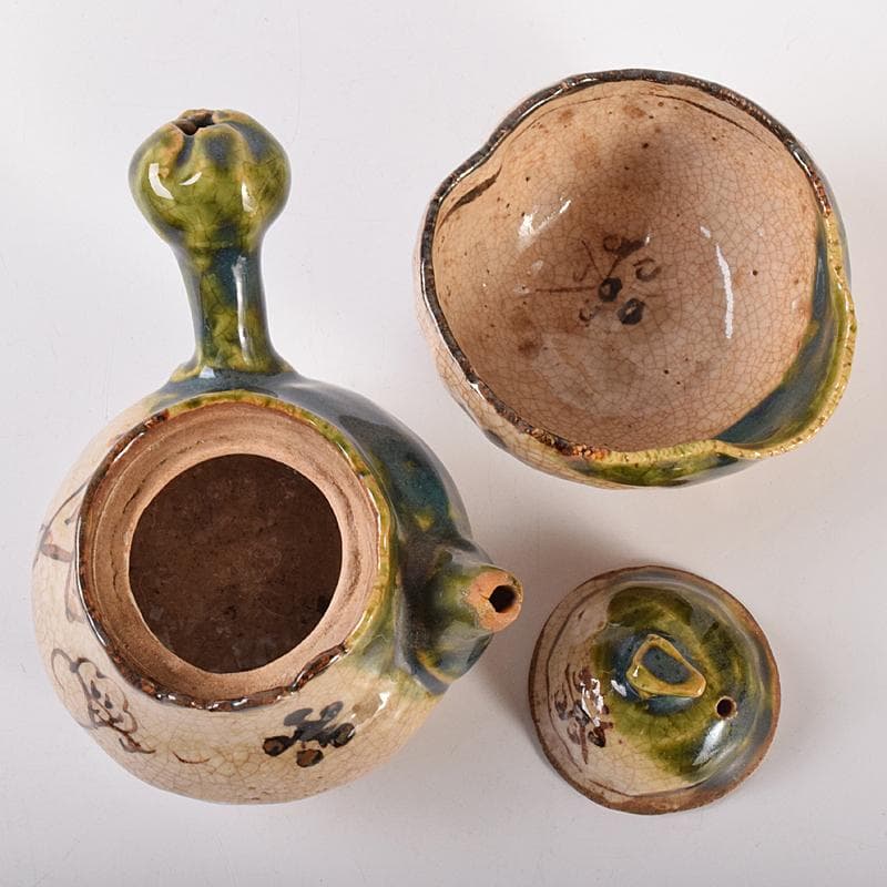 煎茶道具　織部焼　玉露　煎茶器揃　急須　湯冷　茶碗五客　V　R7774