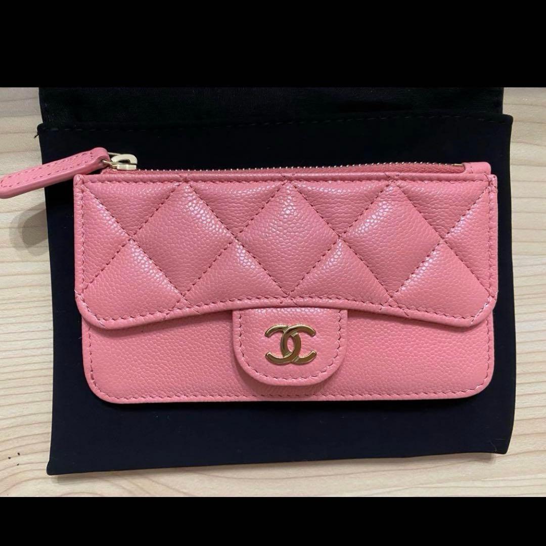 シャネル フラグメントケース マトラッセ　カードケース ピンク