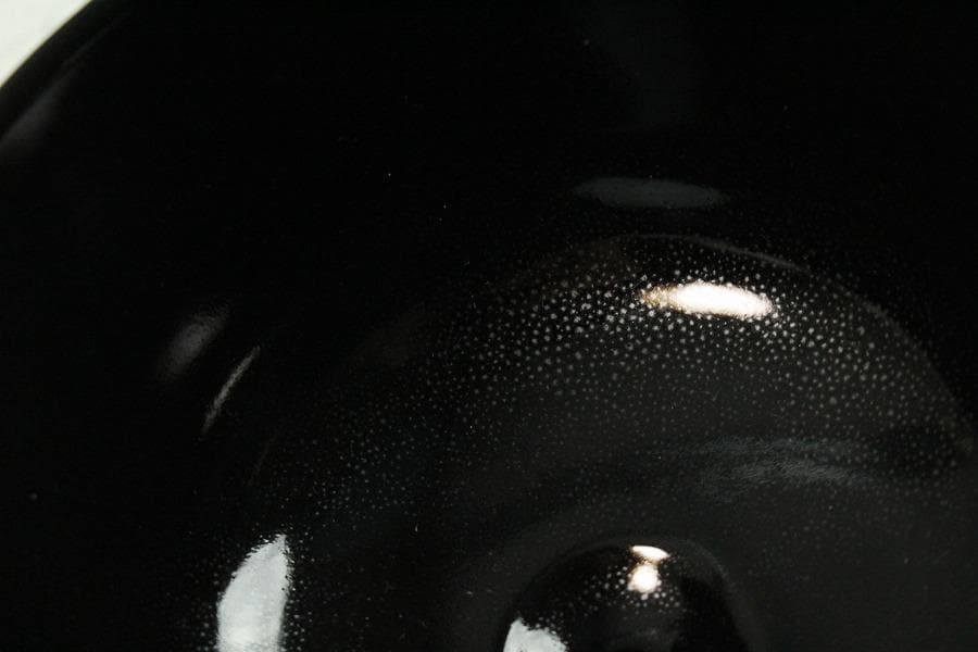 茶道具 黒仁清秋草茶碗 共箱 美品(K-A503)