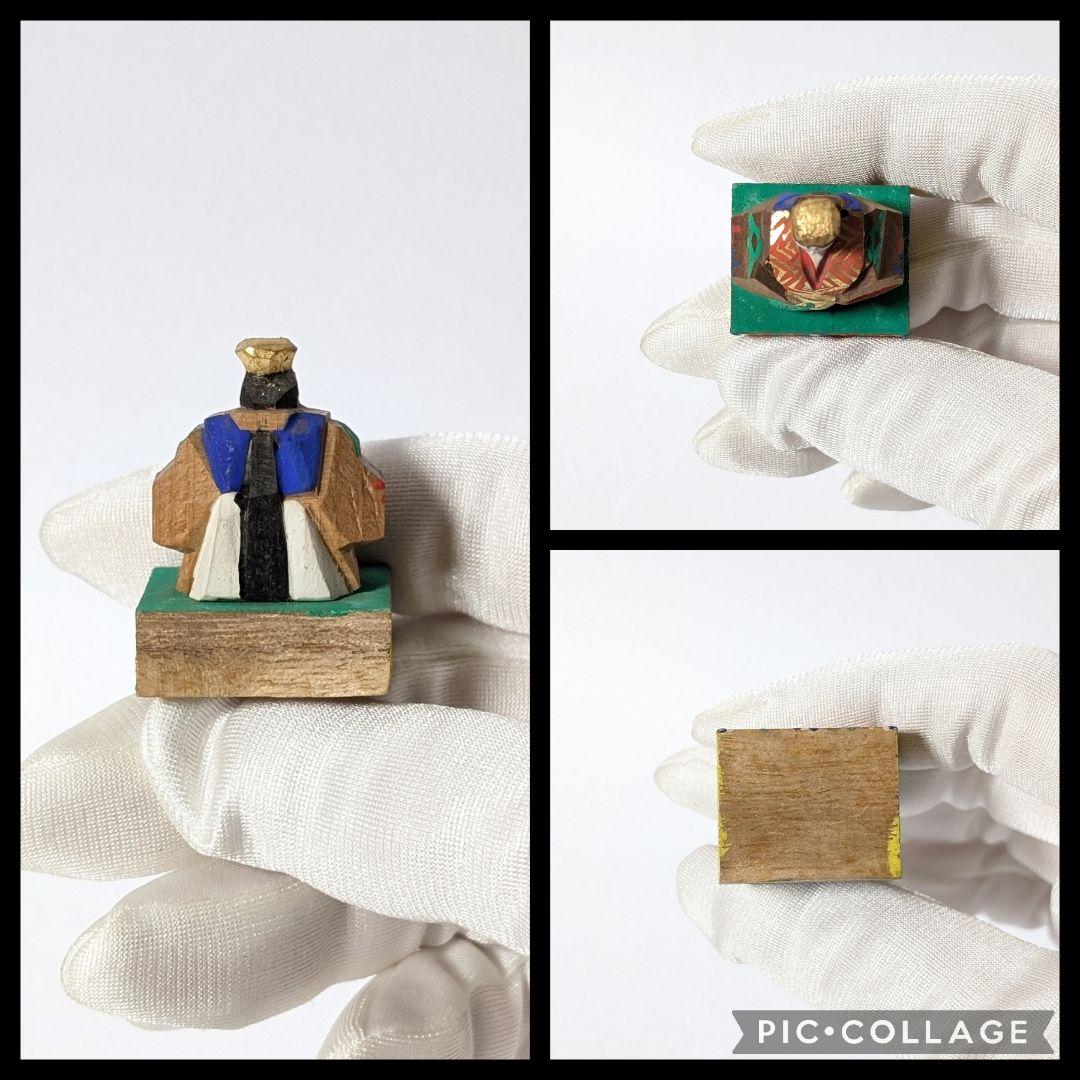 昭和レトロ　奈良一刀彫　豆雛　古作　金彩木彫り彩色　伝統工芸品✨貴重✨かわいい