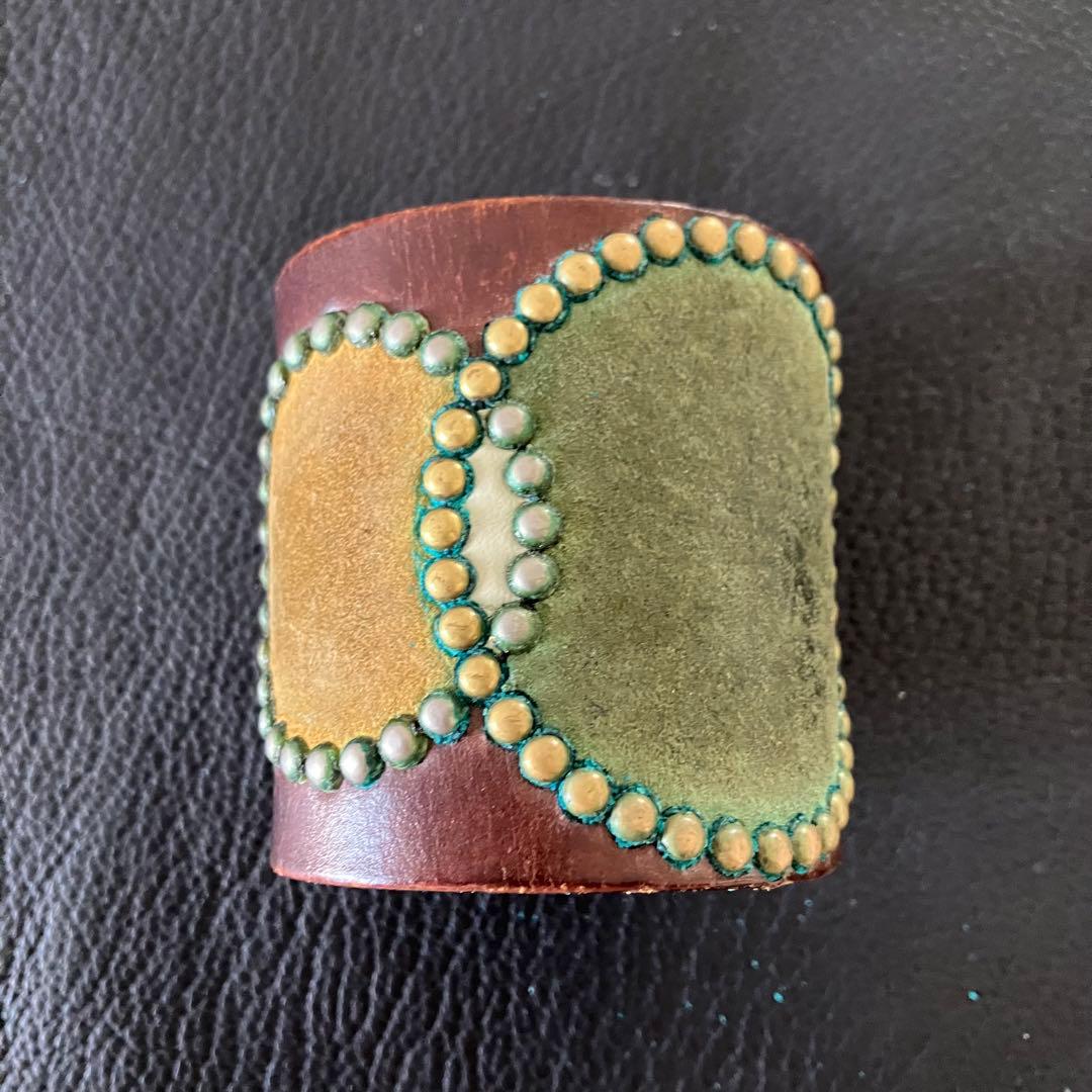 WOLF'SHEAD ウルフズヘッド 70mmサークルスタッズ ブレスレット 茶