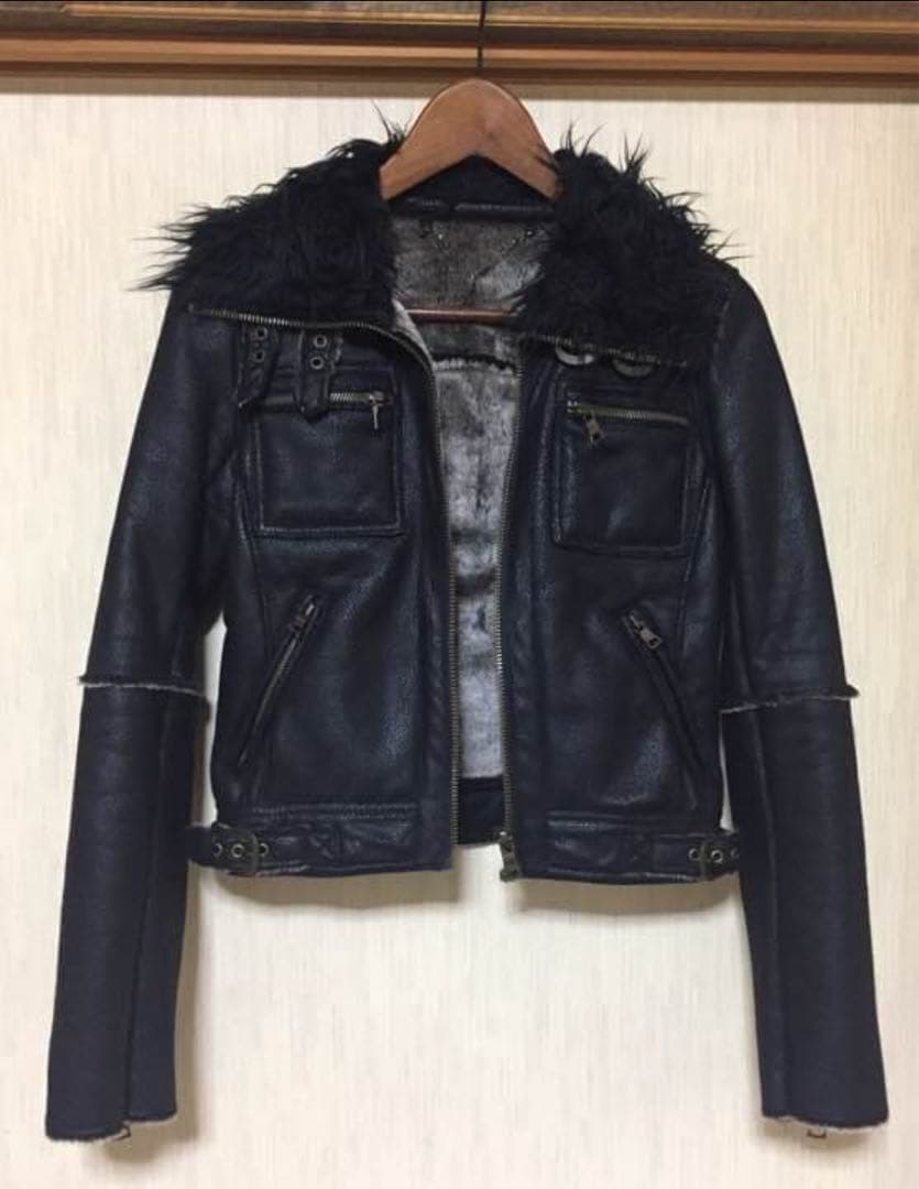 Y2K OPIUM 短丈 ファー コーティング ジャケット 裏原 平成ギャル