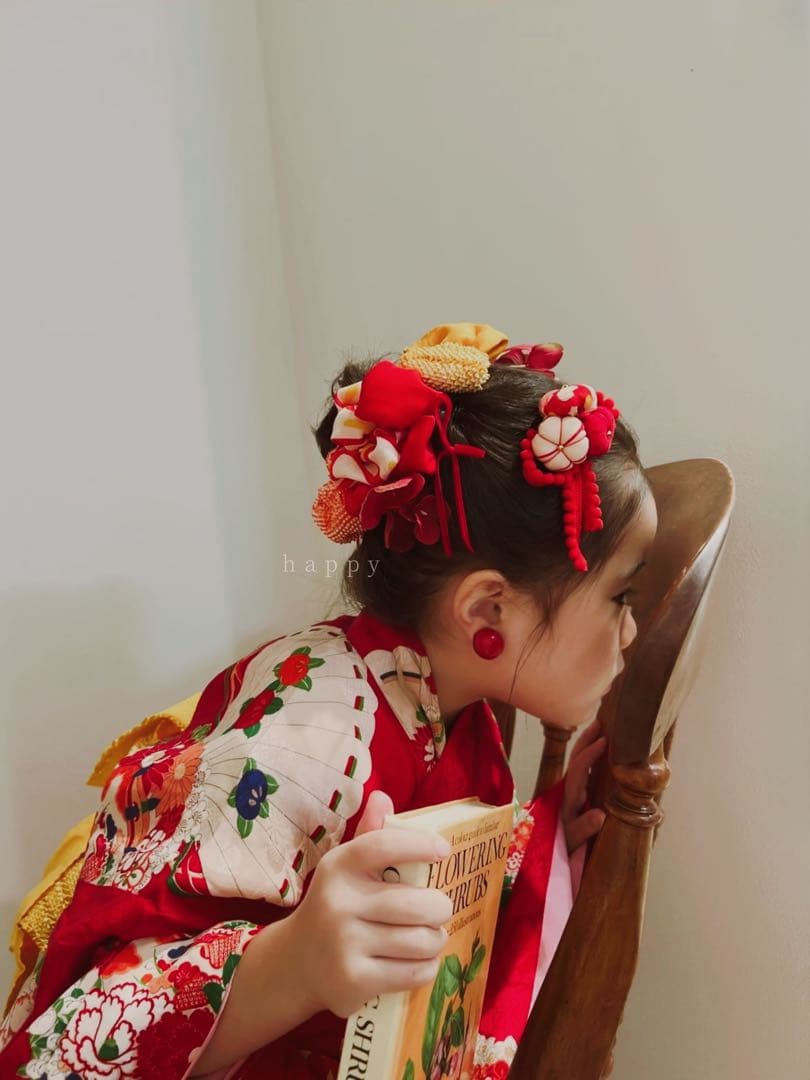 七五三　七五三髪飾り　ヘッドドレス　着物髪飾り可愛い黄色の髪飾り　036