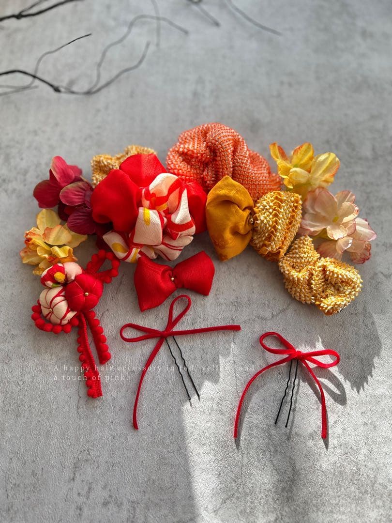 七五三　七五三髪飾り　ヘッドドレス　着物髪飾り可愛い黄色の髪飾り　036