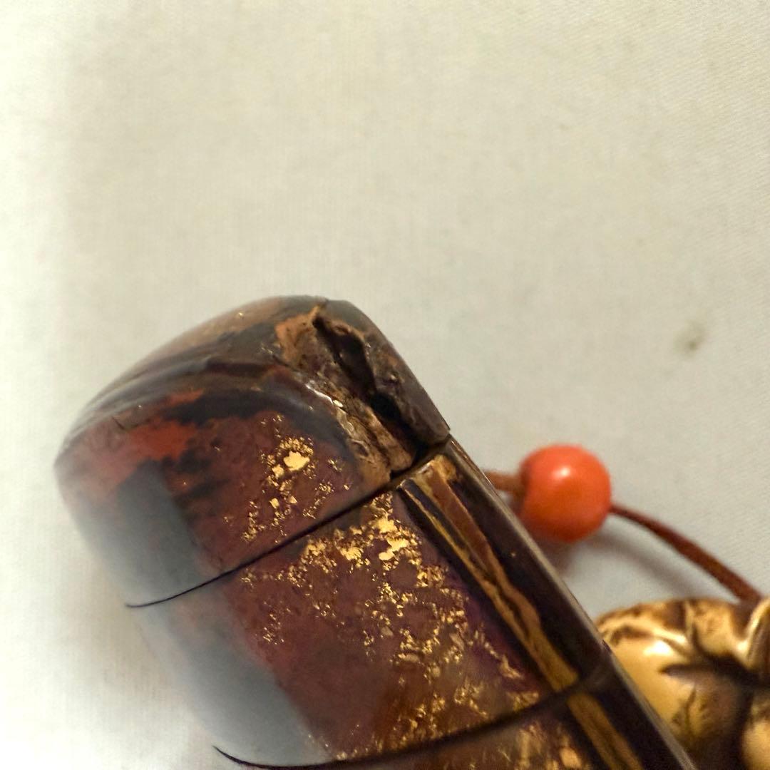 時代物　蒔絵印籠　根付