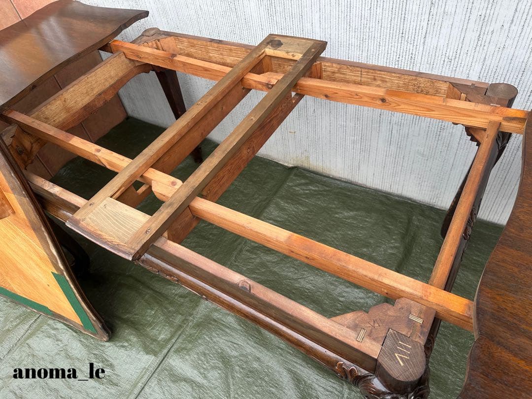 【ドローリーフテーブル】伸長式　猫足　エクステンションテーブル　ヴィンテージ◎