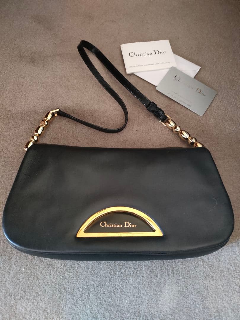 美品／希少です！　クリスチャンディオール　マリスパール　トロッター　レザー　黒