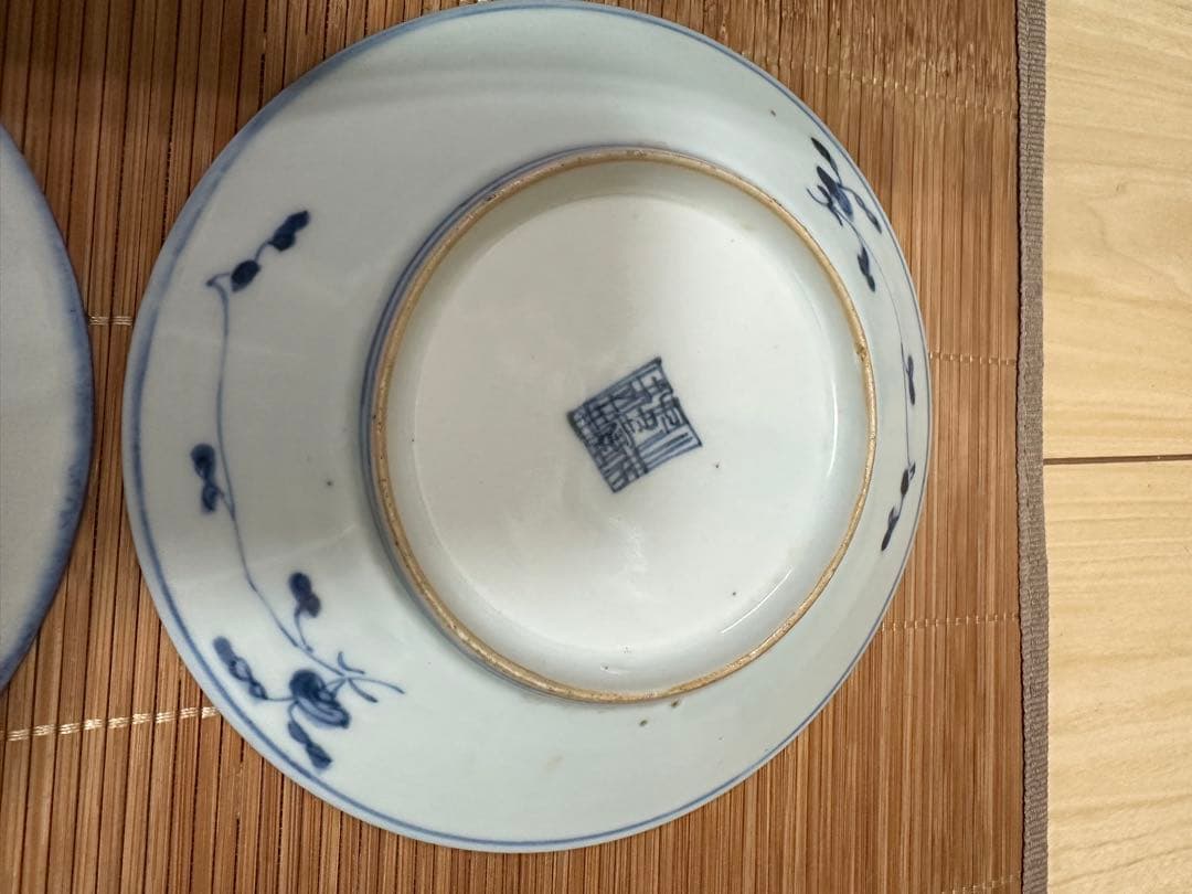 中国陶磁器　染付　清時代　清朝　大清乾隆￼年製￼ お皿5枚セット箱あり骨董古美術
