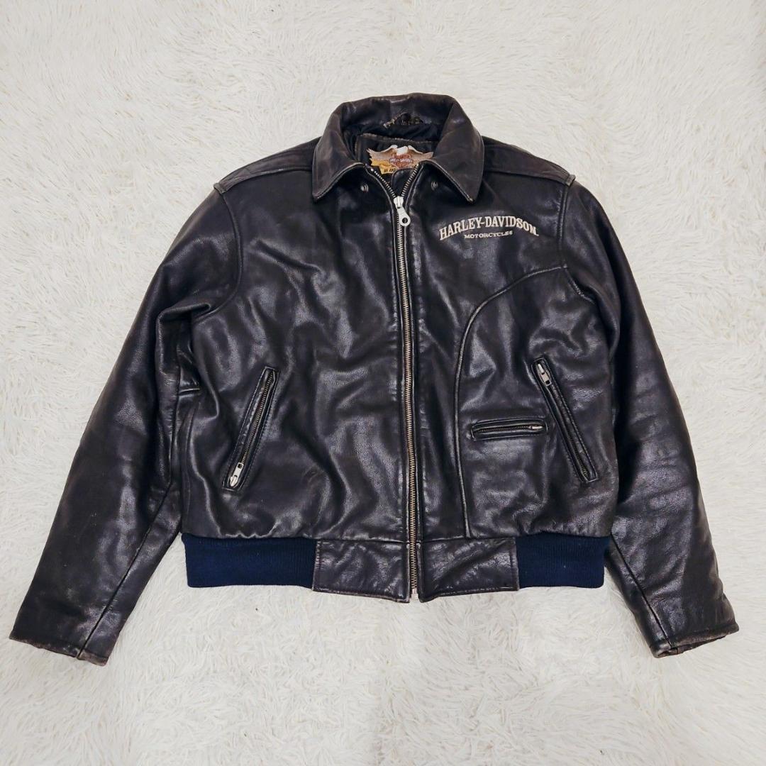 ハーレーダビッドソン レザージャケット 90s シングル 本革 モーターサイクル