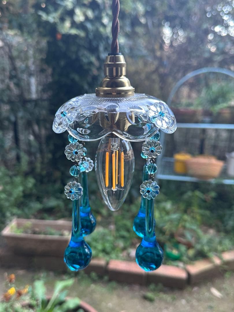 20's フランス アンティーク ブルームラーノガラスの可愛いミニシャンデリア