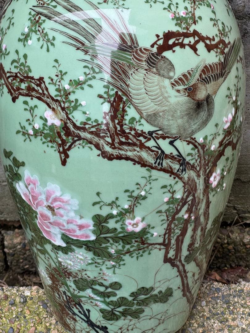 ‼️sora‼️リサイクルFORT必見‼️瀬戸焼の名品級‼️花鳥図の大花瓶‼️