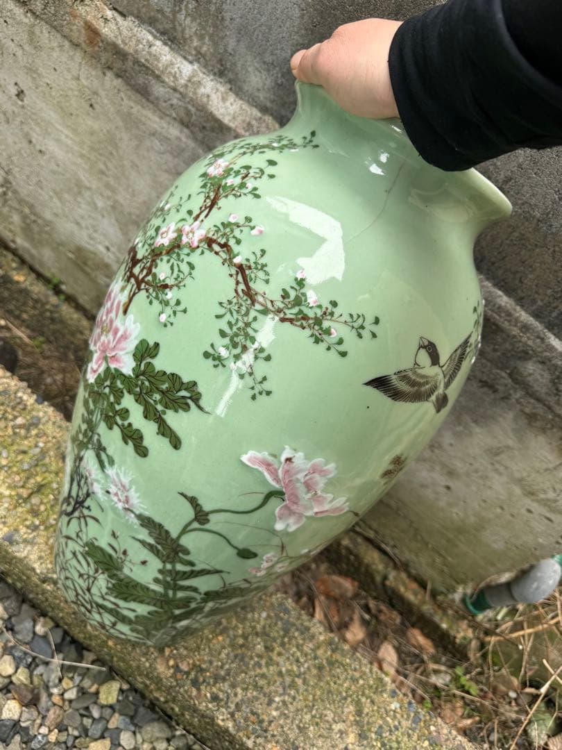 ‼️sora‼️リサイクルFORT必見‼️瀬戸焼の名品級‼️花鳥図の大花瓶‼️