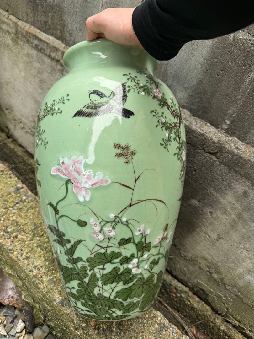 ‼️sora‼️リサイクルFORT必見‼️瀬戸焼の名品級‼️花鳥図の大花瓶‼️