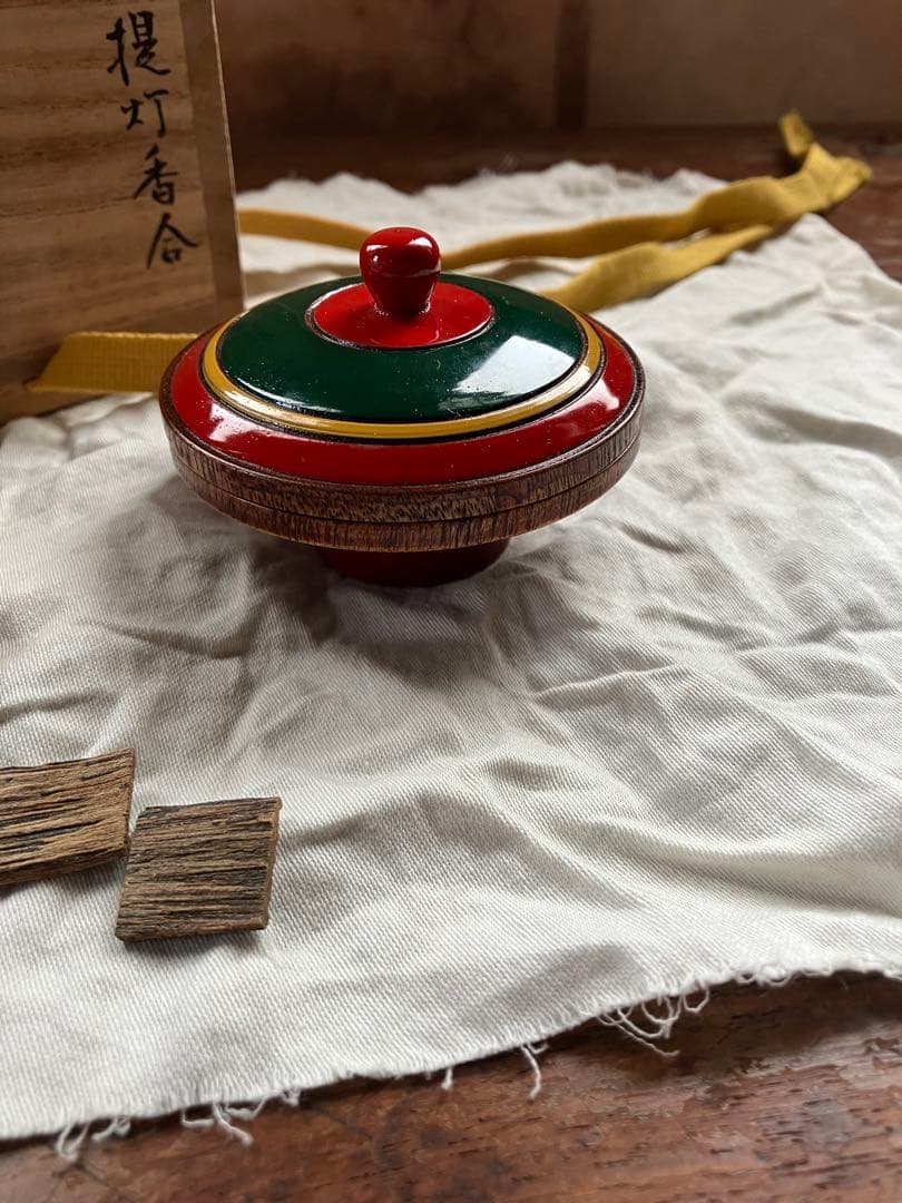 茶道具 提灯香合 塗師 中村宗哲 木製漆器 旧家蔵出し 時代物 木箱 共箱付き