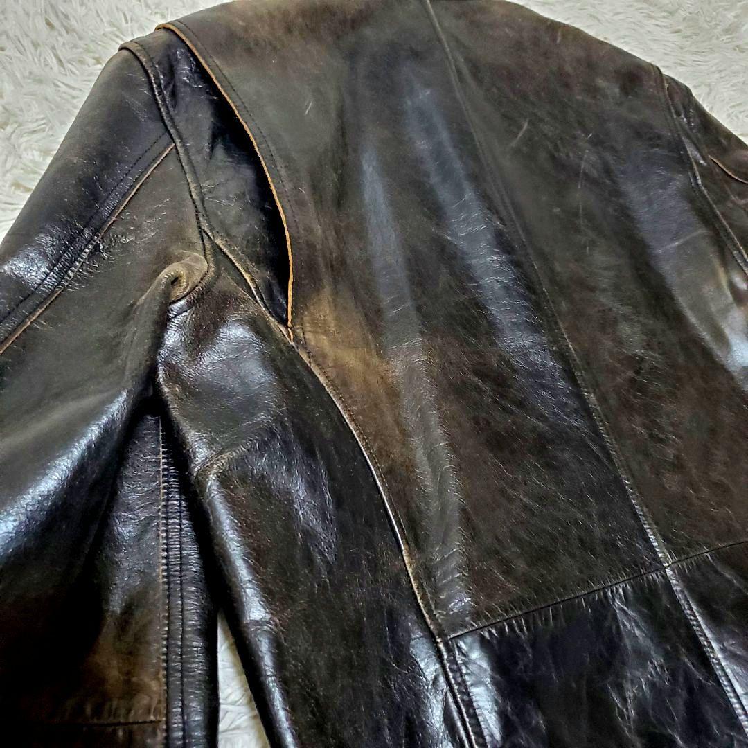 上質 ON BOARD 水牛革 バッファロー XL シングルライダース 本革 黒