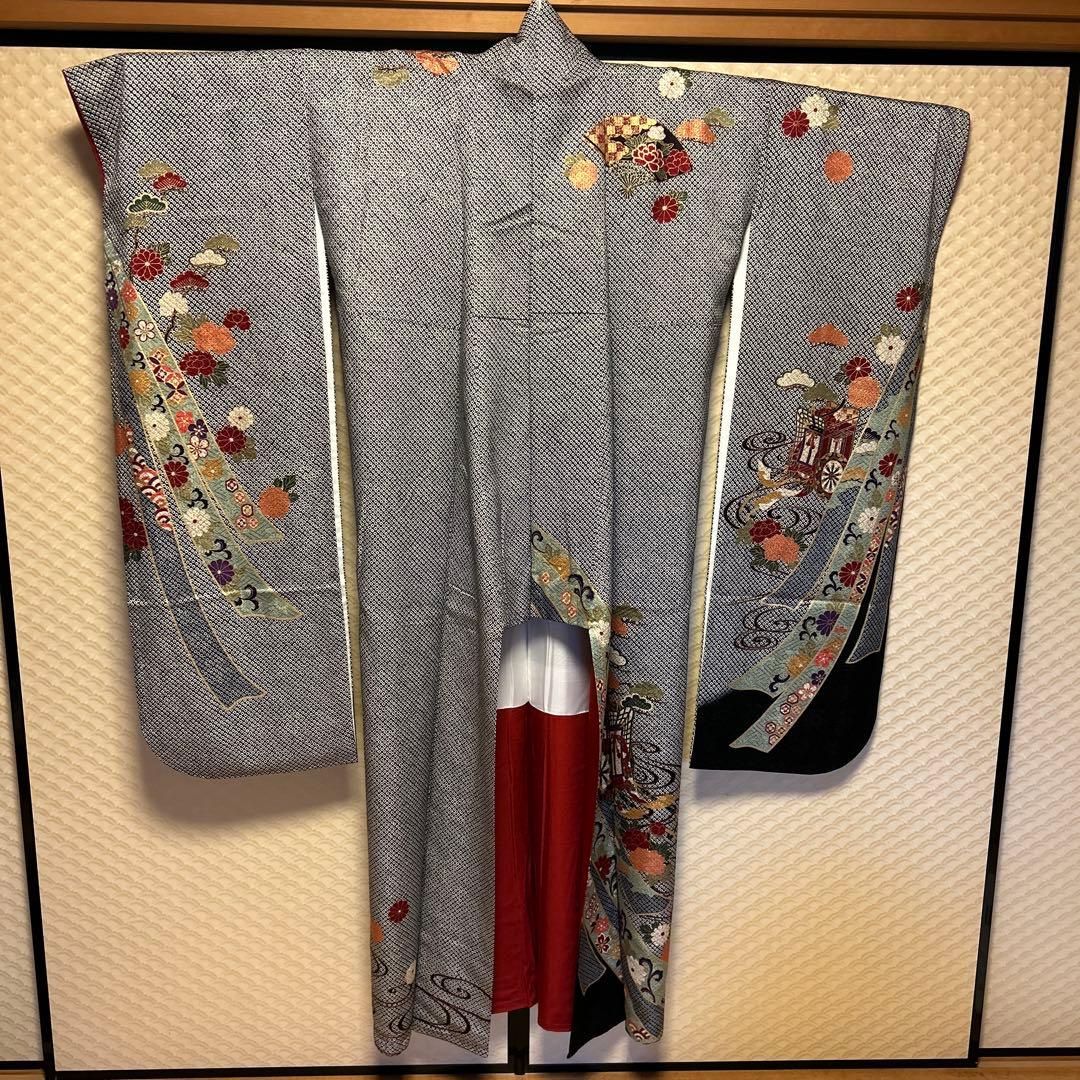 高級振袖(総絞り)御所車柄