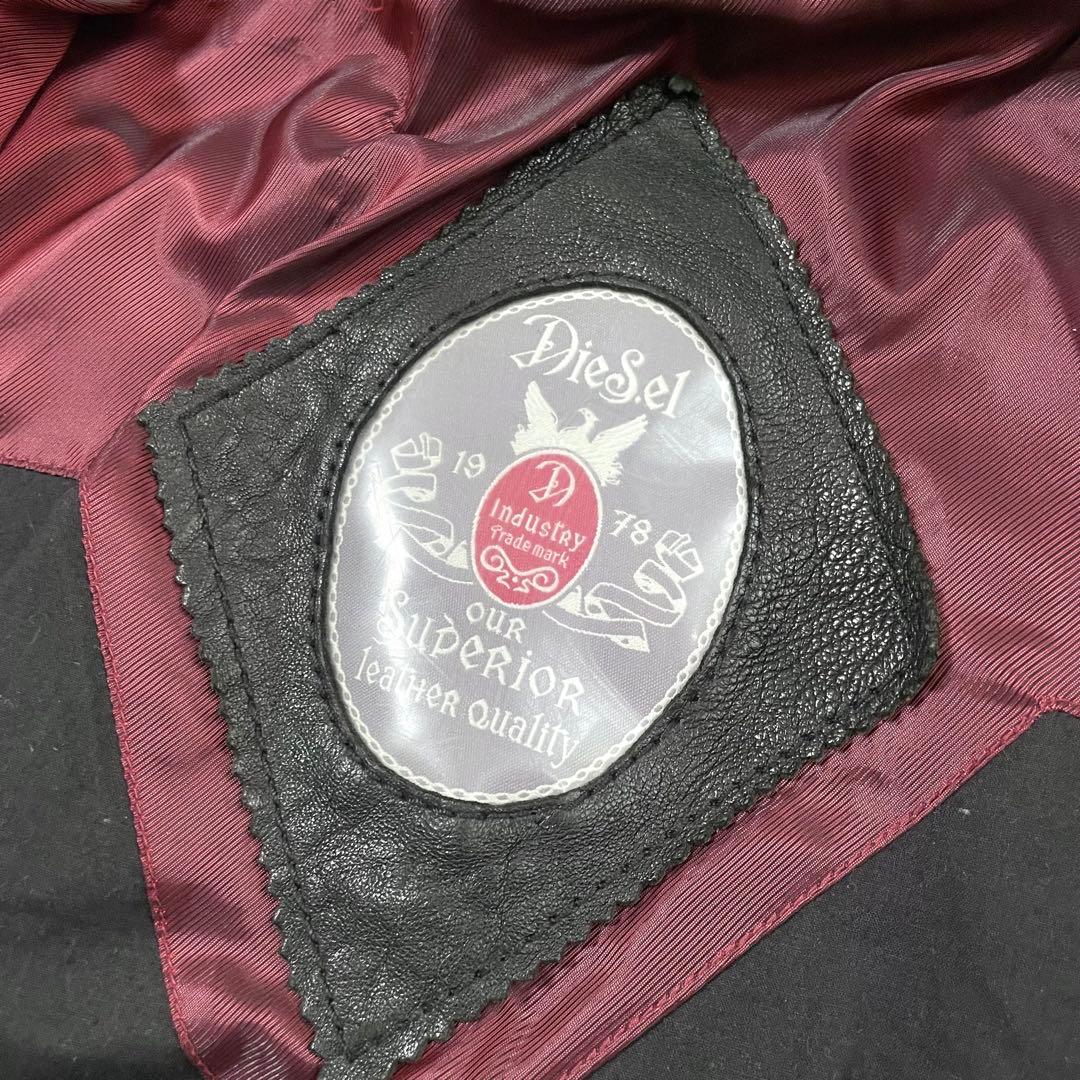 DIESEL ディーゼル 羊革 リアルレザー シワ加工 ライダースジャケット M