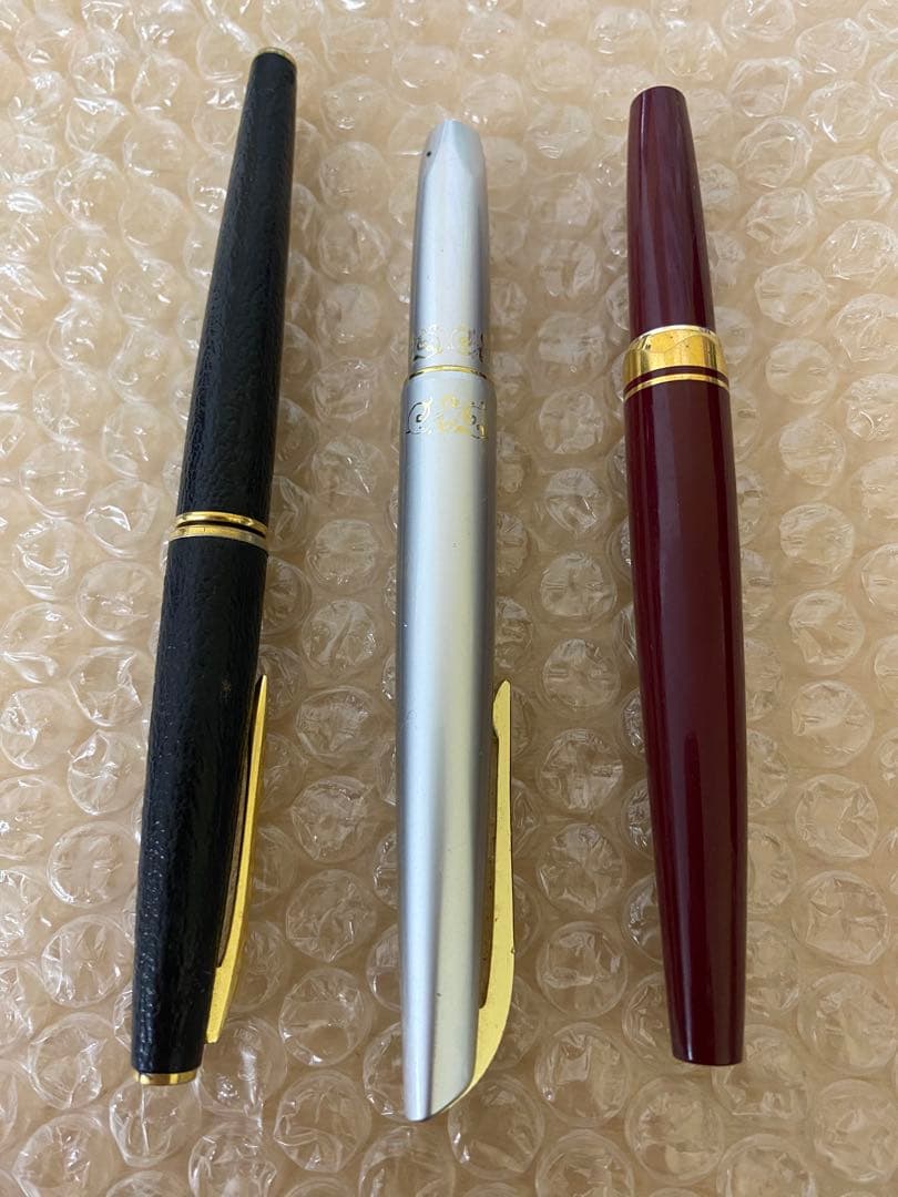 万年筆セット 黒・シルバー・赤 18金ペン先 14金ペン先 3本 K18 K14