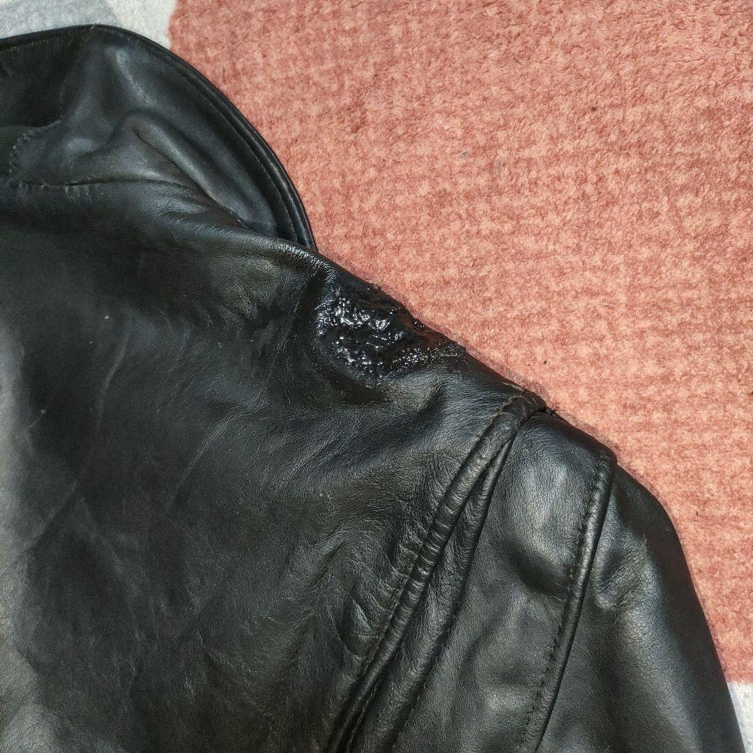 D*A様 人気定番Schot642襟付シングルライダースジャケット３８ダメなら交