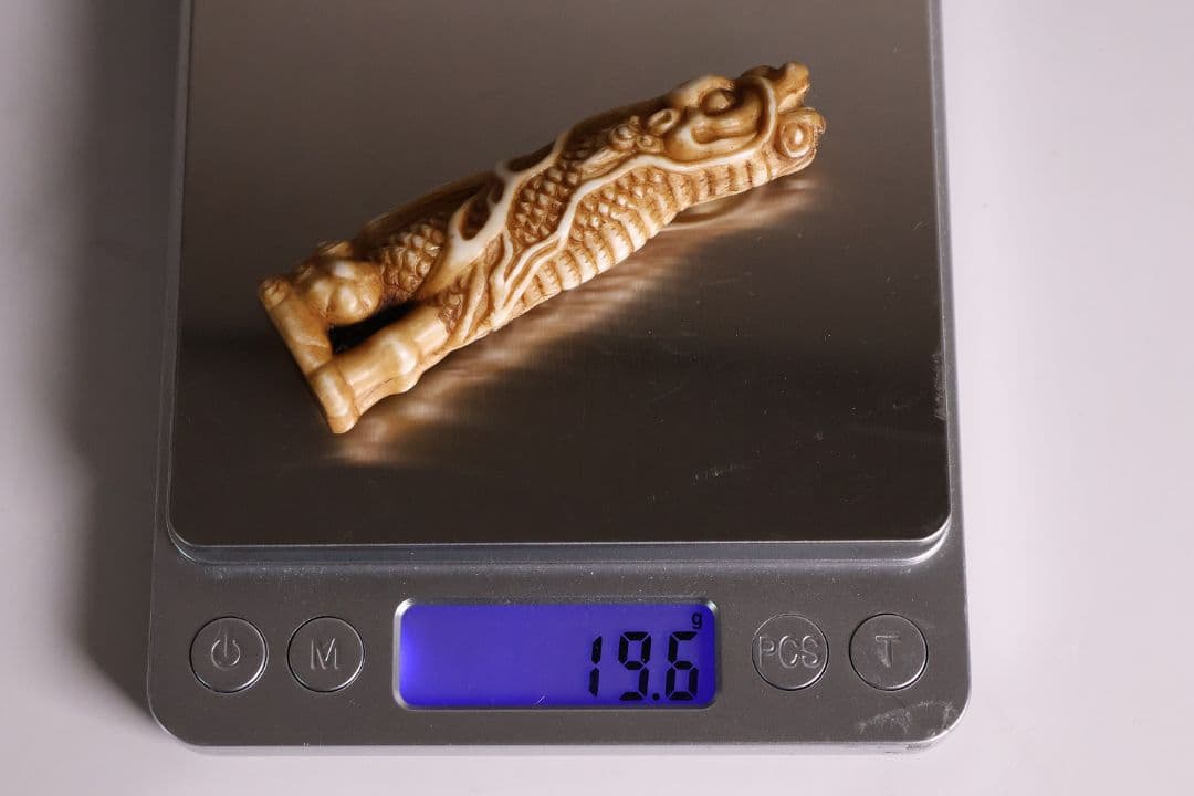 時代 堤物 根付 置物 鹿角 麒麟 全長7.6cm 神獣 彫刻【CM258】