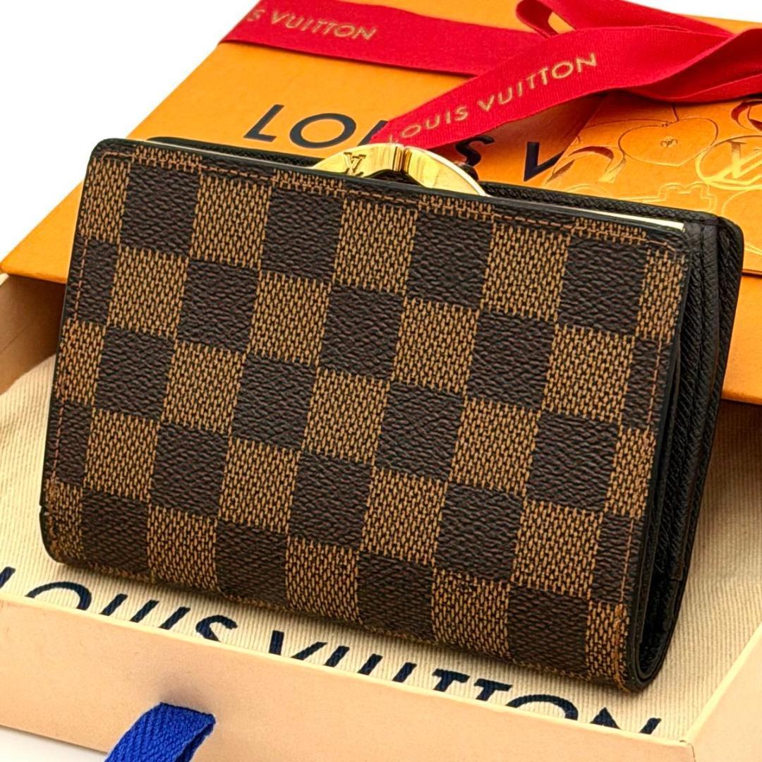 【美品】ルイヴィトン ダミエ エベヌ ヴィエノワ 二つ折り財布 N61674