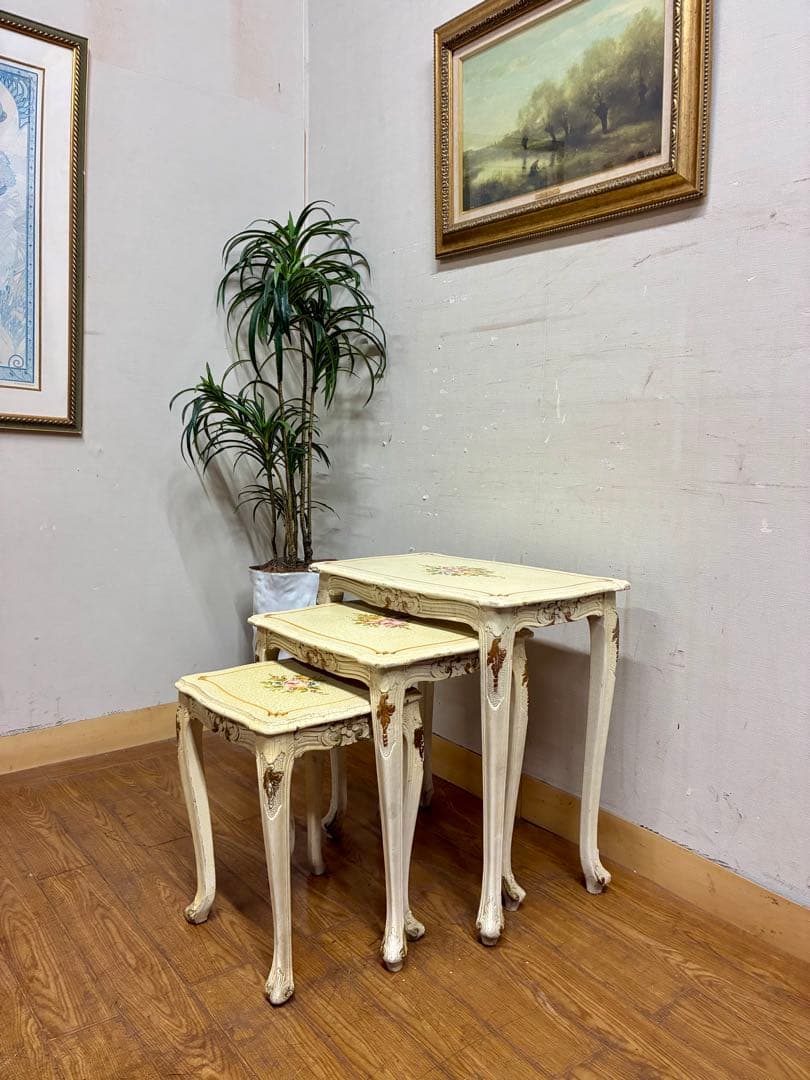 ハルボン☆管403☆イタリア製☆ロココ調☆姫系☆ヒビ加工☆ネストテーブル