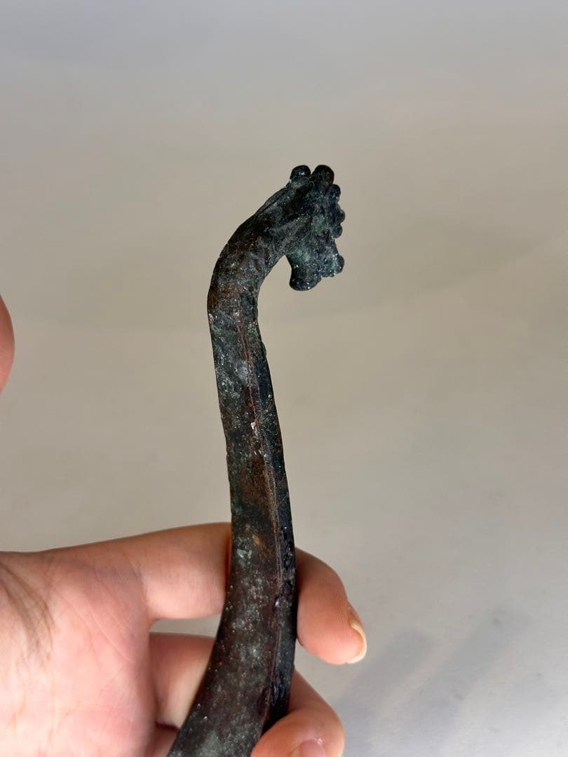 青銅製 ドラゴンデザイン 装飾品 龙头装飾 置物 古美術品