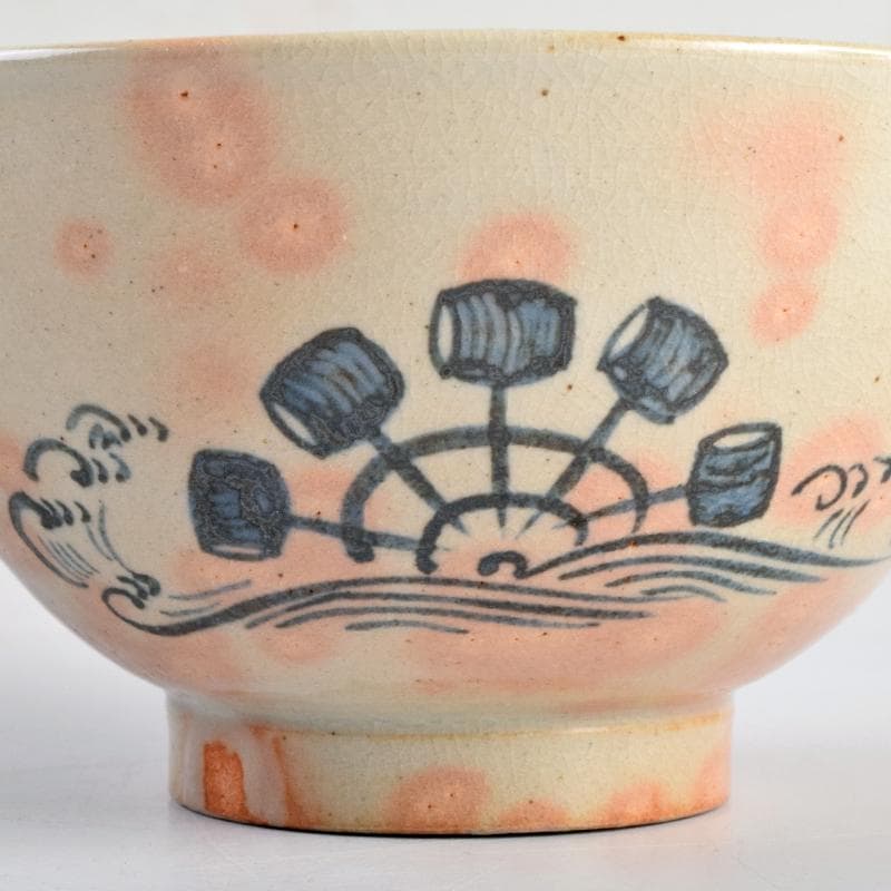 和食器　萬古焼　八幡窯　水車文　数茶碗　十四客　共箱　M　R9415B