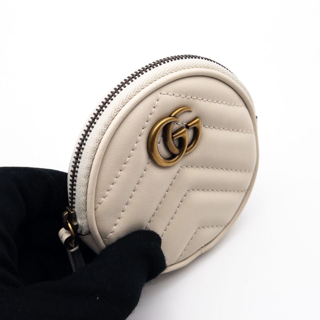 【SALE】GUCCI GGマーモント　キルティング　ケース　小銭入れ　白