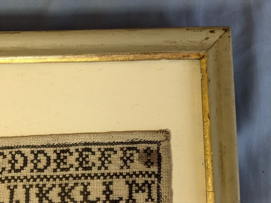 イギリス アンティーク 刺繍額 スクールサンプラー 12歳制作
