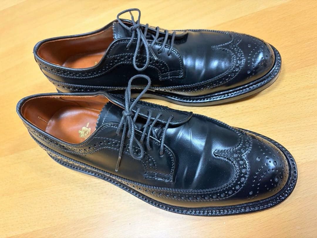 オールデン 975 ロングウィングチップ ブラック コードバン 7 B/D