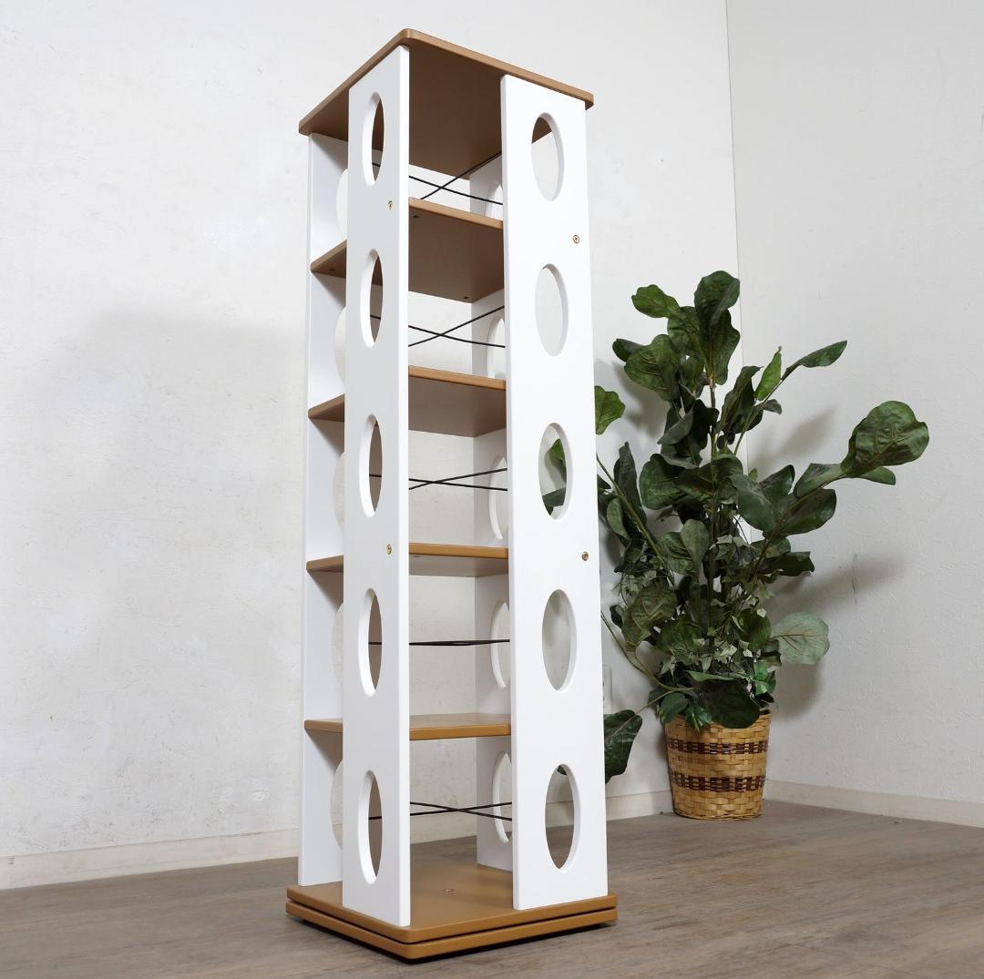 完成品!　　回転式　本棚　ブックシェルフ　DVD ラック　5段