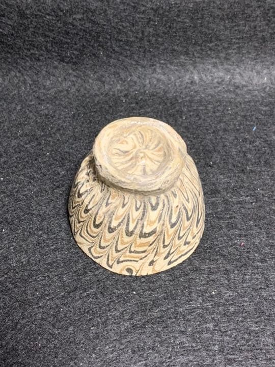 二代双鶴　煉込 ぐい呑　伝統模様鶉手　練り込み