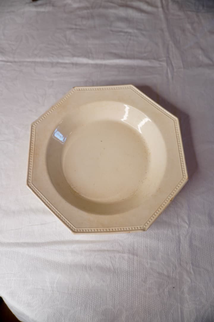 フランス アンティーク クレイユモントロー オクトゴナルプレート 陶器 深皿④
