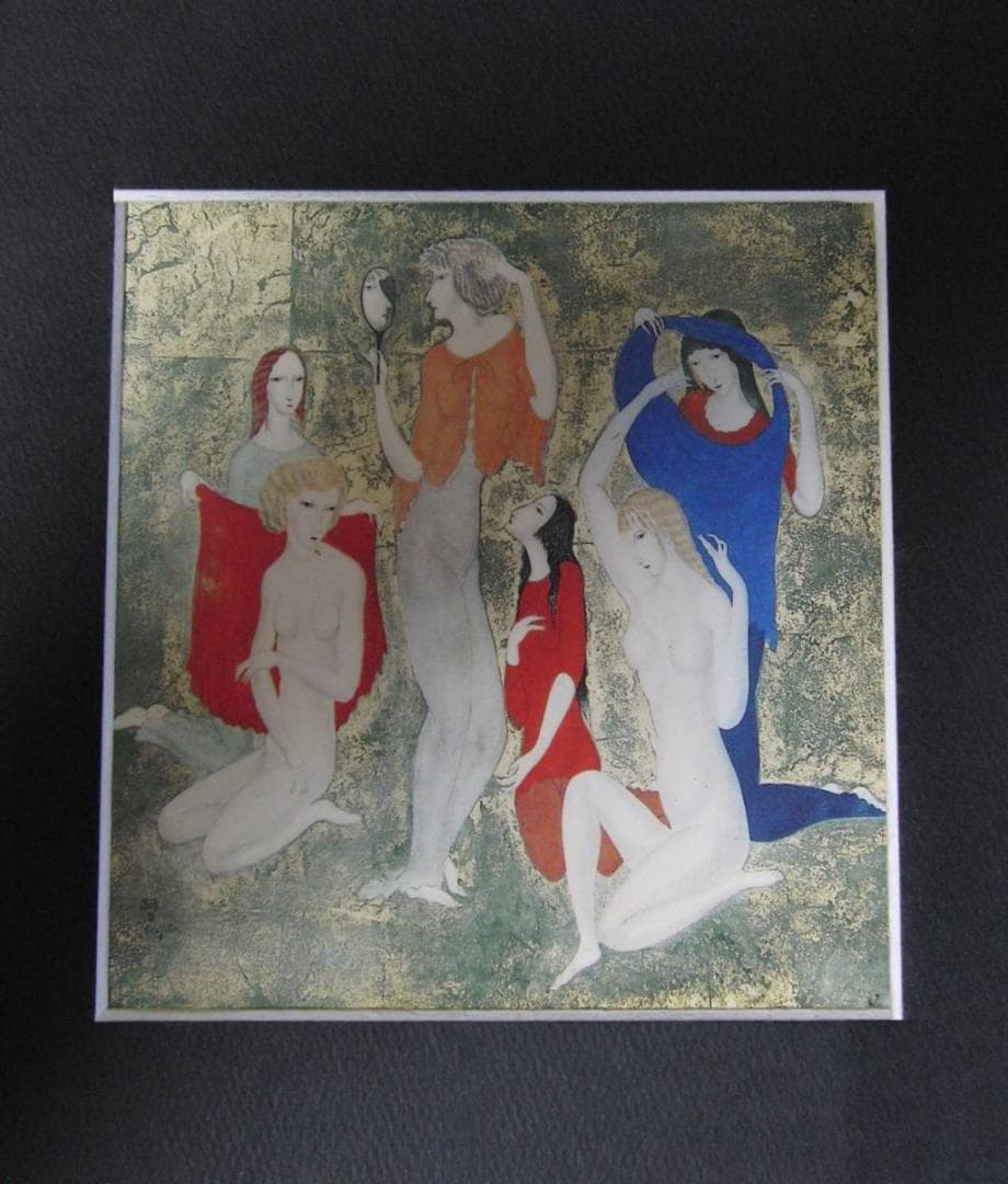 藤田嗣治、「Femmes a la toilette」、希少画集の額装画