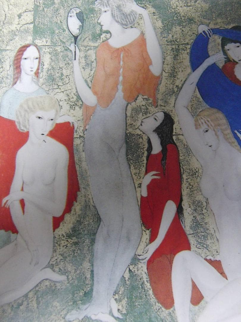 藤田嗣治、「Femmes a la toilette」、希少画集の額装画