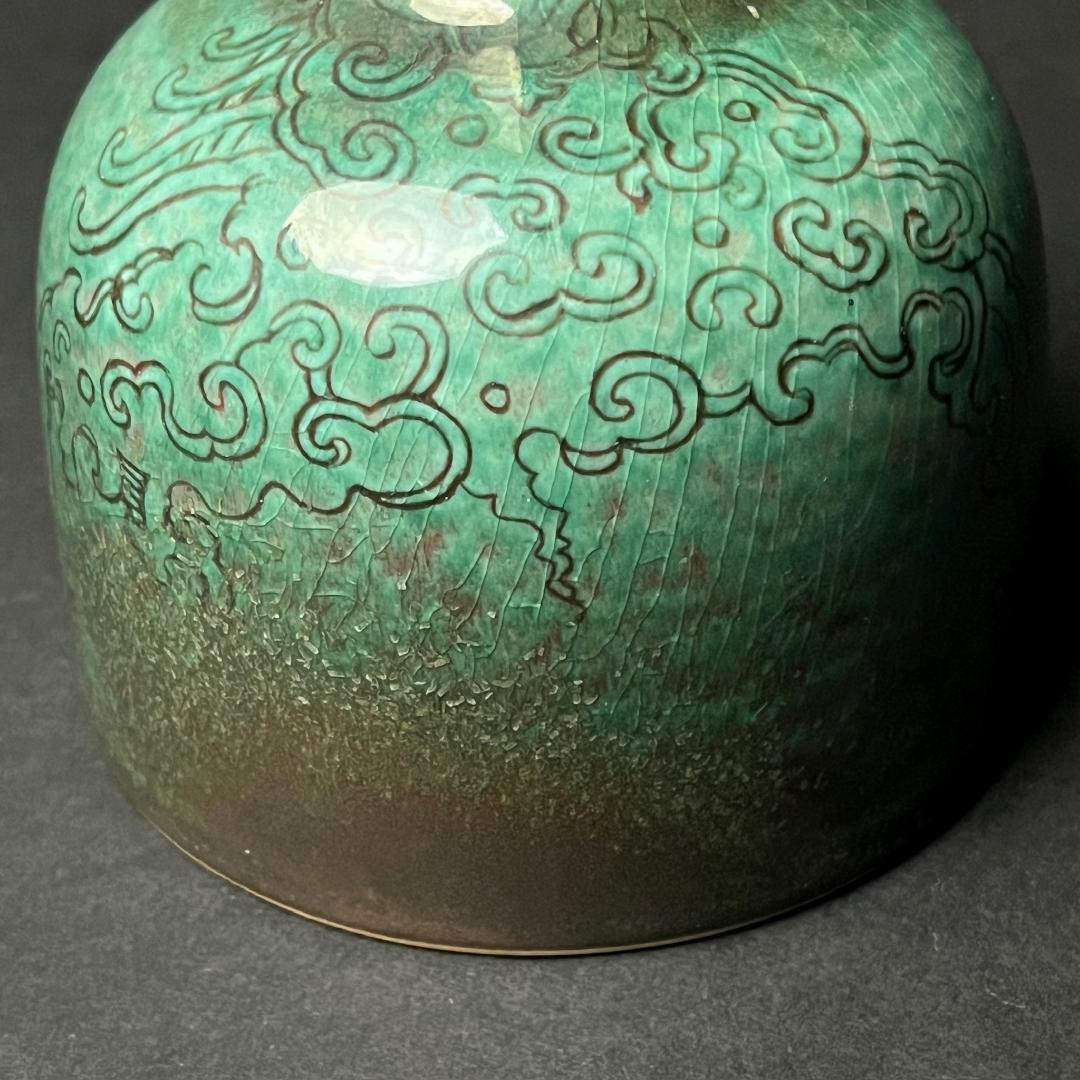 唐物 辰砂 豆紅揺鈴尊 大清康煕年製 款 中国美術古玩 コレクター蒐集 SN72