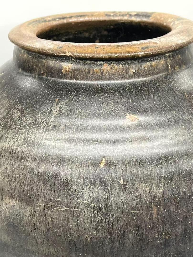 宋時代　贛州窯黑陶大壺 黑陶大瓶 李朝15世紀　高麗　黒陶大壺(B-52)