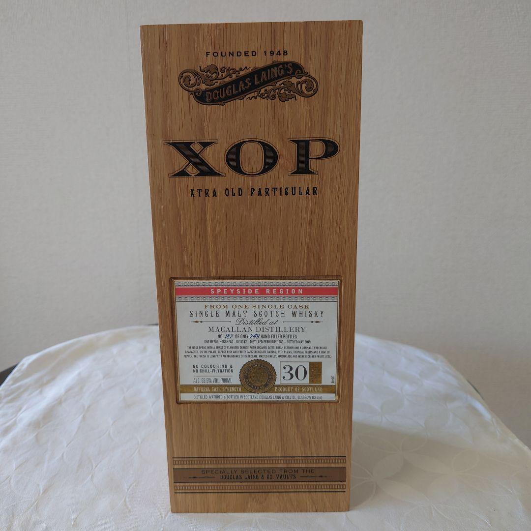 ウィスキーマッカラン１９８９ ３０年XOPダグラスレイン７００m空瓶l木箱付