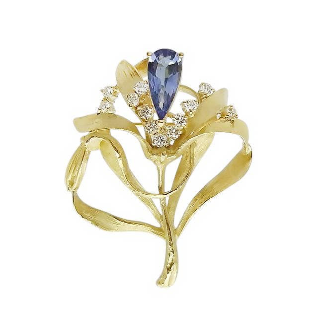 ★ 海の声★中嶋邦夫 タンザナイトダイヤモンドブローチ K18 8.9g