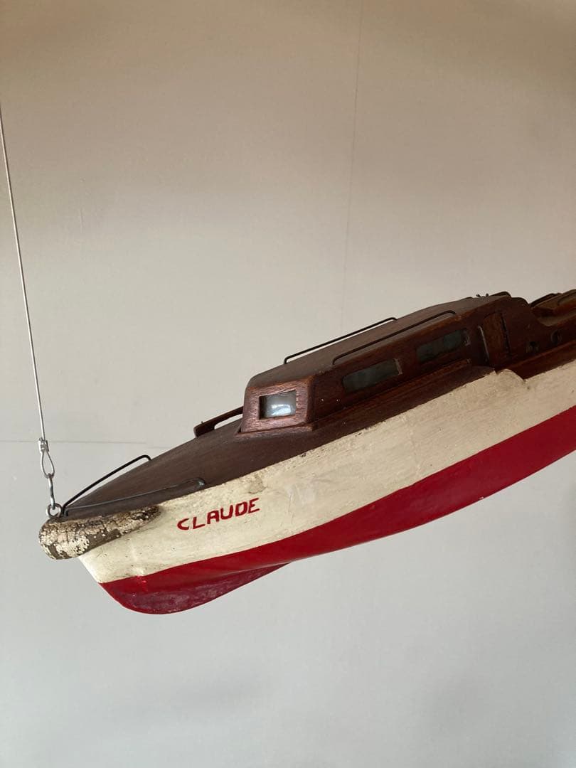 フランス製1940-50年代ハンドメイドビンテージシップボート　船　模型