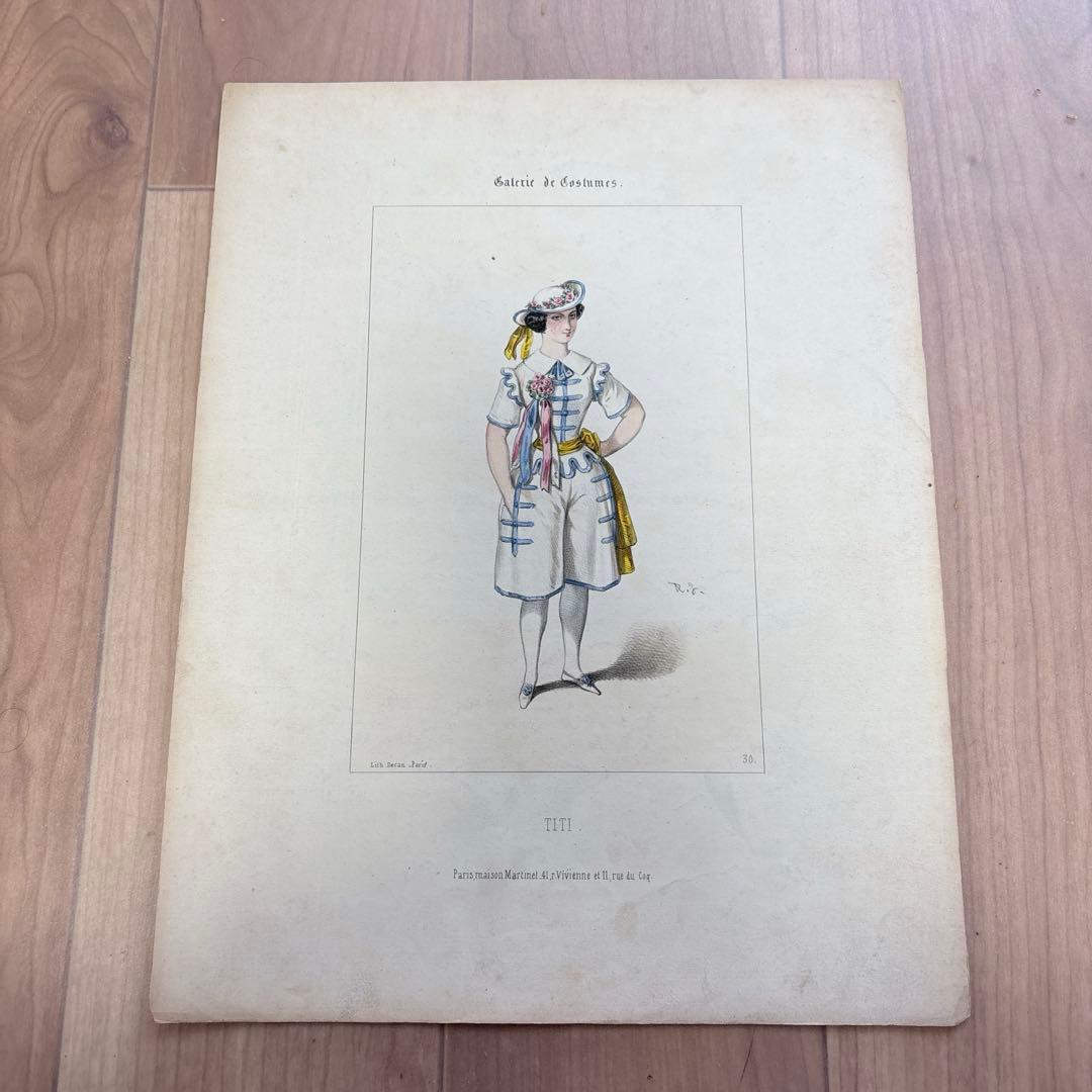 【希少】石版画 L'Art de la Mode 1877 女性衣装デザイン