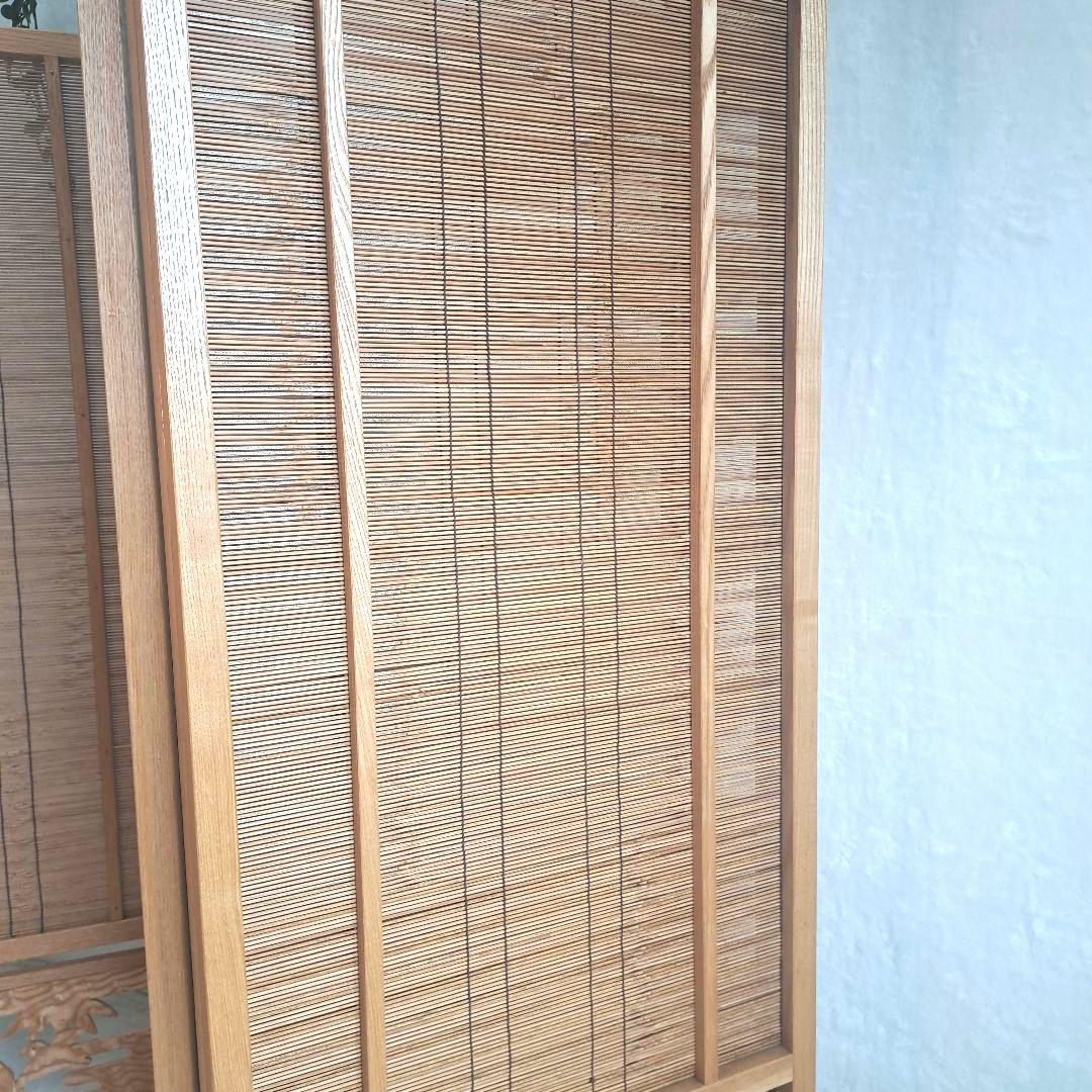 和風 パーテーション 衝立　和モダン 格子 レトロ 　4連