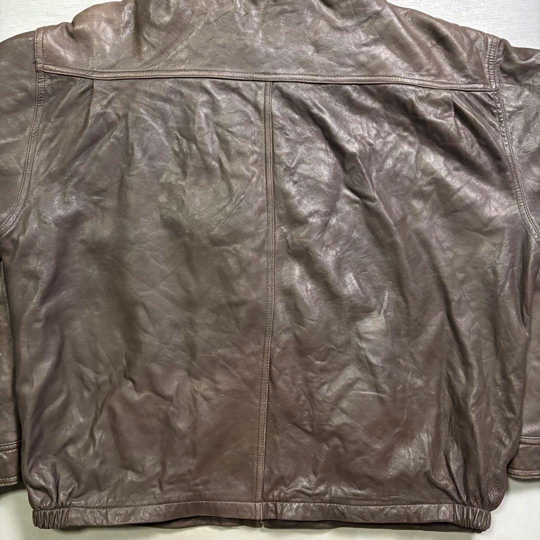 90's✨レザージャケット　A-2 本革オールレザー　茶色　ショート丈　短丈　L
